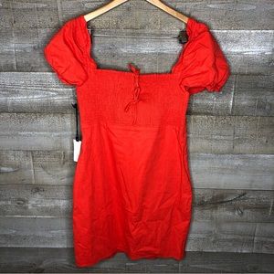 Astr the Label NWT bright red puff sleeve mini dress